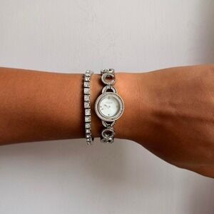 SILVER TONE TENNIS BRACELET‎